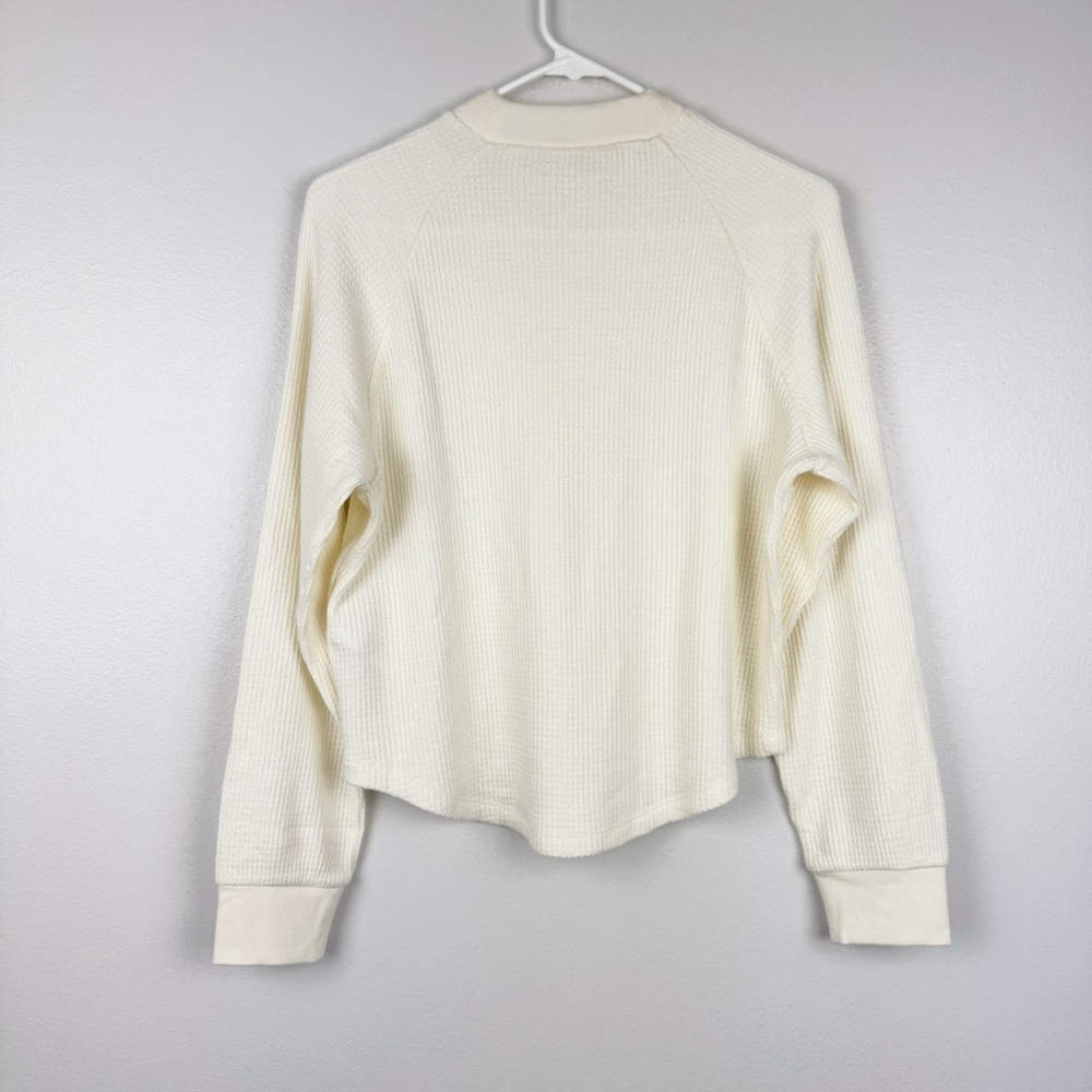 Madewell Textural Waffle Knit Long Sleeve Crewneck Tee White Size S NWOT - Picture 6 of 8